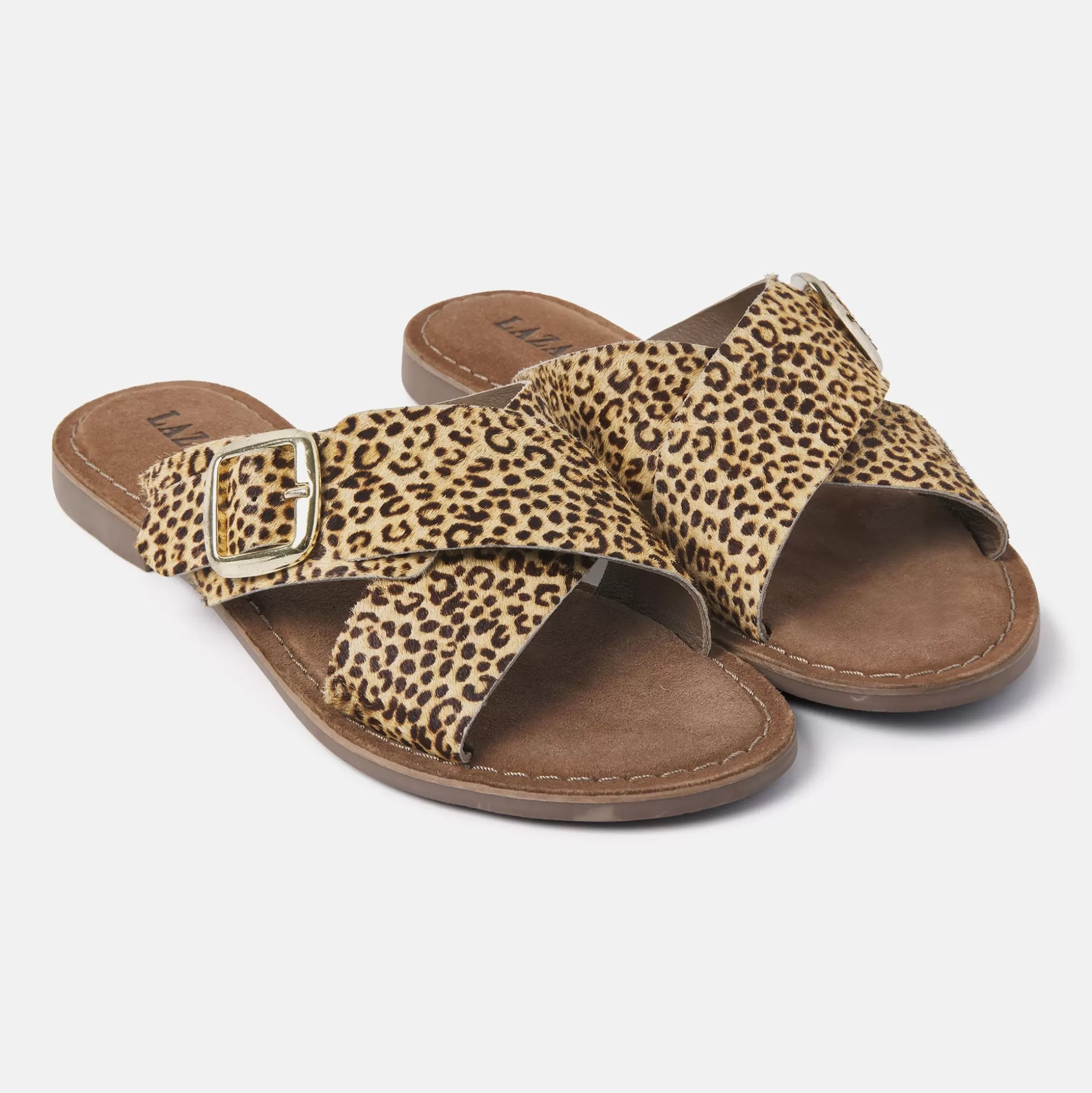 Frau Lazamani Damen Pantoletten 75.323 Leopard