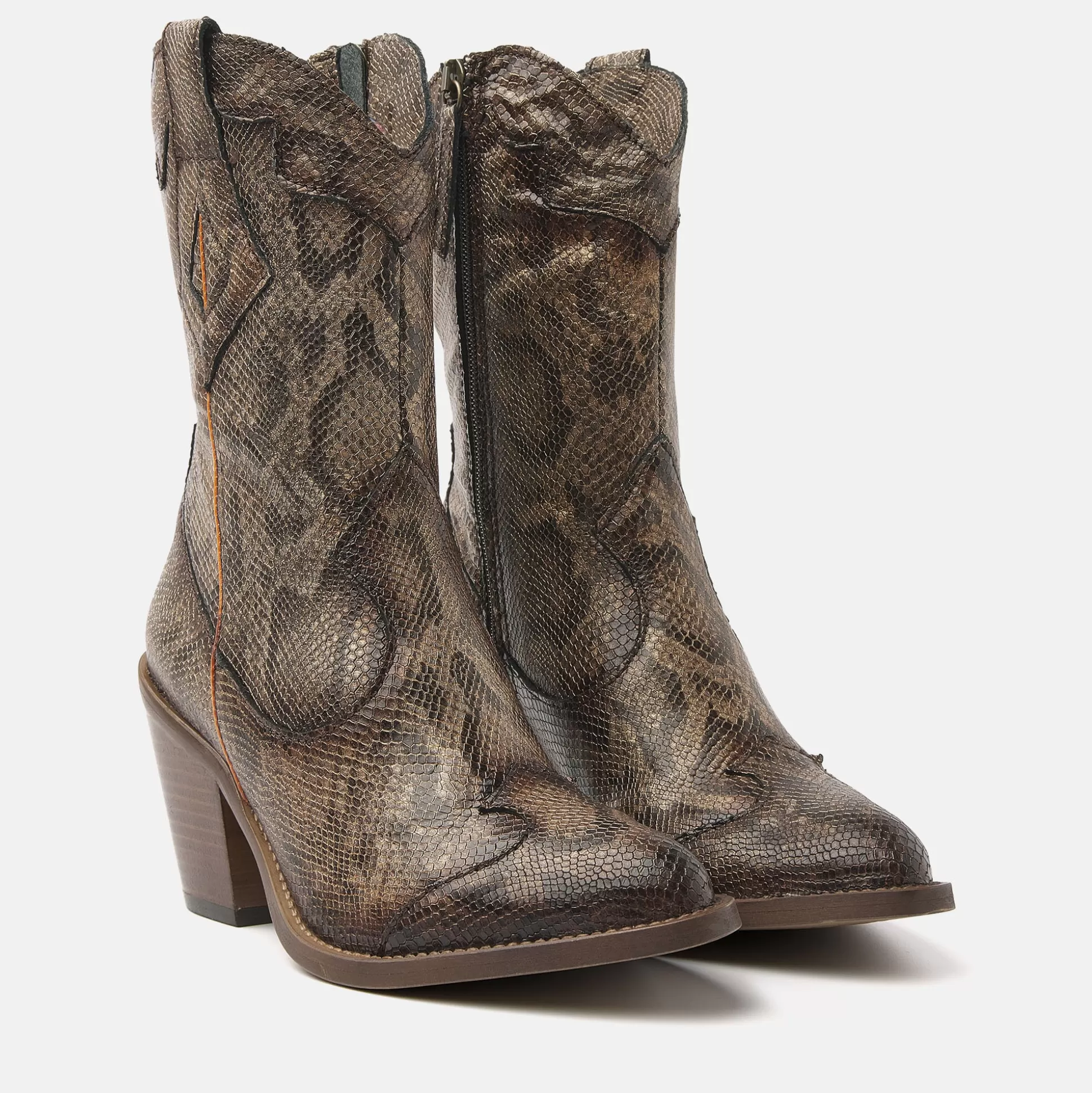 Frau Lazamani Damenstiefel 35.120 Brown-Python